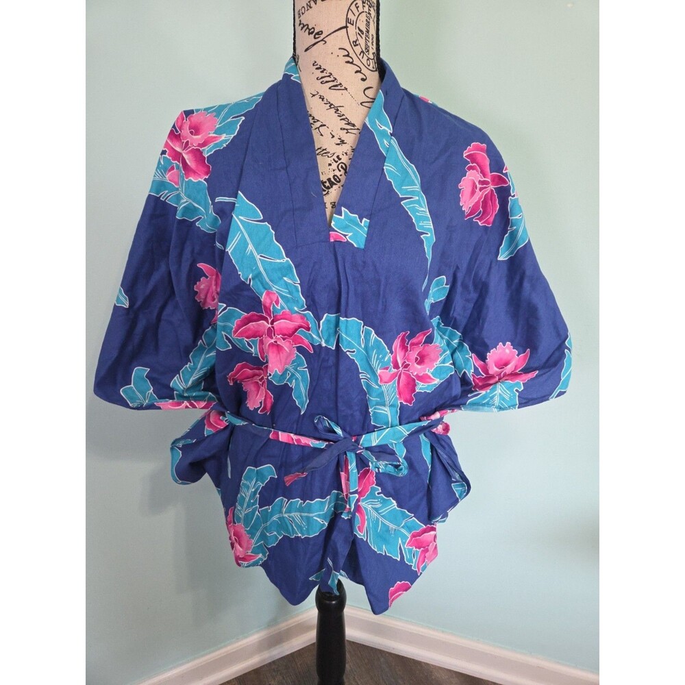 Vintage 1960s Hawaiian Short Kimono Robe Hukilau Fashions